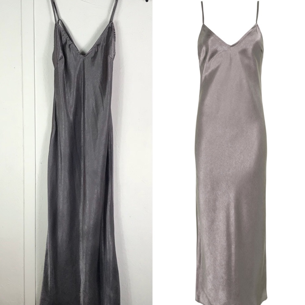 Topshop dark gray limited edition satin slip dress - Picture 2 of 4